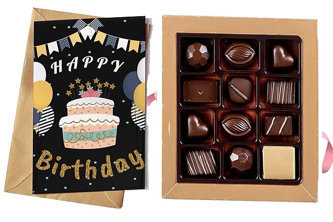 redbakers.in Happy Birthday Chocolate Gift Box & Greeting Card Combo Gift Pack (TIKBLACK)