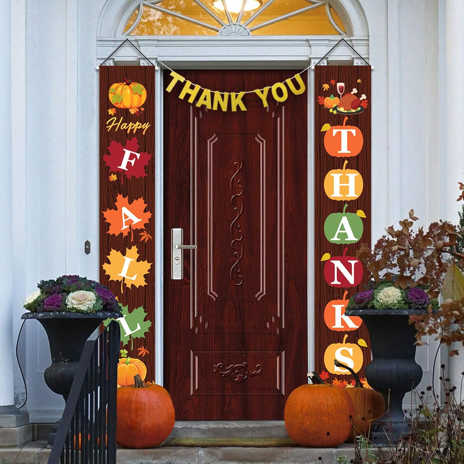 Idefair Fall Thanks Porch Sign, Happy Fall