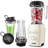 Hauswirt 1200W High Speed Blender with BPA-Free Tritan 51 Oz Pitcher, 25 Oz, 16 Oz To-go Cups for Single Personal and Family