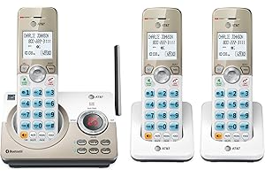AT&T DL72319 DECT 6.0 3-Handset Cordless Phone for Home with Connect to Cell, Call Blocking, 1.8" Backlit Screen, Big Buttons, intercom, and Unsurpassed Range