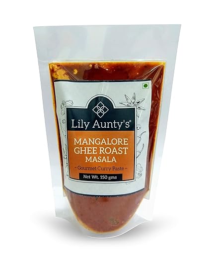 Lily Auntys Mangalore Ghee Roast Masala-150 GMS Gourmet Curry Paste (Chicken, Seafood, Meat, Egg and Veg Dishes)