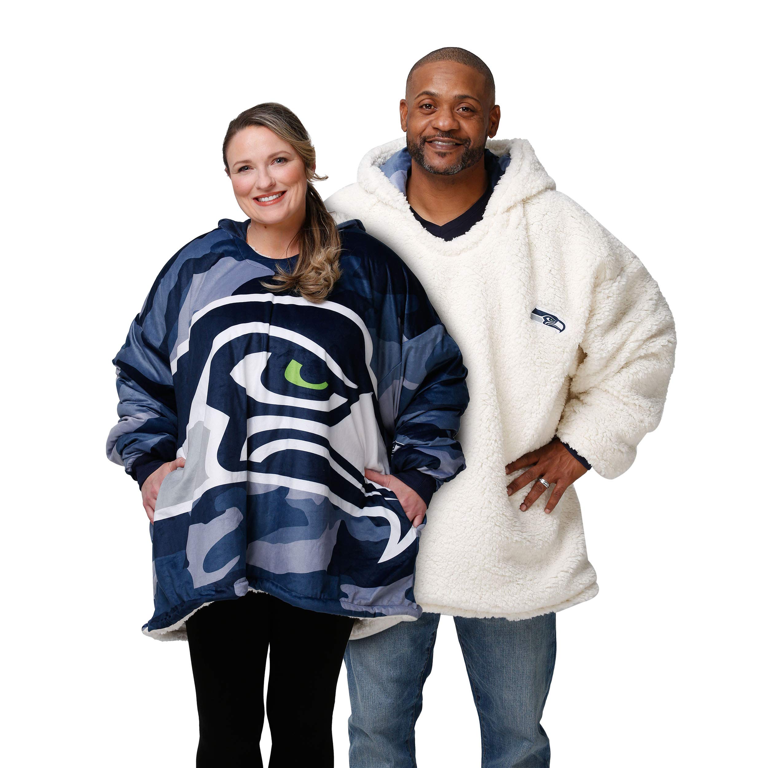 FOCO Seattle Seahawks NFL Reversible Team Color Camo Hoodeez Image