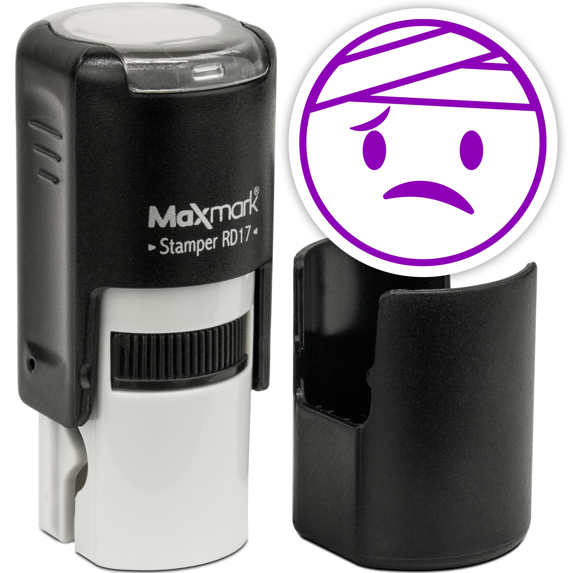 MaxMark Round Self Inking Emoji Stamp - Sick