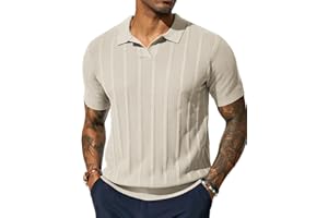 PJ PAUL JONES Mens Polo Shirts Textured Knit V-Neck Summer Shirts