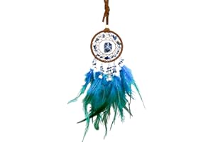 DEEP HEALING LIGHT Blue Dreamcatcher for Throat Chakra Healing. Uses Blue Feathers and Aventurine Stones to Provide Protection and Improved Self Expression in Bedrooms, Meditation Spaces - Dream Catchers with Color