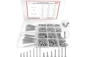 ESHASFY 360PCS Self Drilling Screws Assortment Kit, 410 Stainless Steel Self Tapping Screws, #8#10 for Pan Head, 1/2" to 2" Sheet Metal Screws for Building, Metal, Wood & Plastic