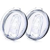 Prurex 30oz Tumbler Lids, Replacement Spill Proof Splash Resistant Slider Mug Topper for Yeti Rambler and More Coffee Mugs, Fit for Silver Buffalo 40oz Tumbler, Straw Friendly (2 Pack)