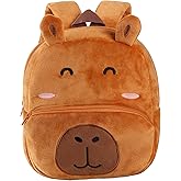 Qszmjo Unisex Baby Soft Plush Capybara Backpack Kids Cute Mini School Bag Daypack,Toddler Cartoon Little Backpack for Girls Boys 2-5 Years Old