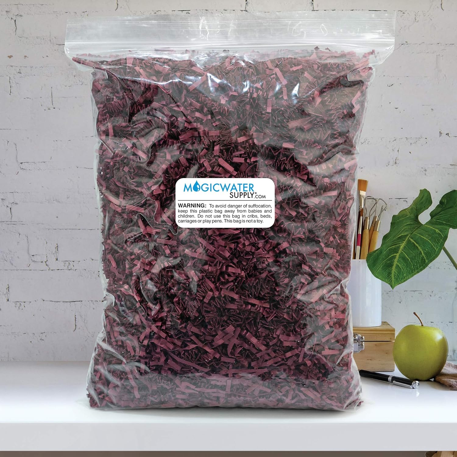 Crinkle Cut Paper Shred Filler (1/2 LB) for Gift Wrapping & Basket Filling - Burgundy | MagicWater Supply: Home & Kitchen