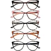 EYEURL 5 Pack Cat Eye Reading Glasses for Women-Blue Light Glasses for Woman Fashion Readers with Spring Hinge