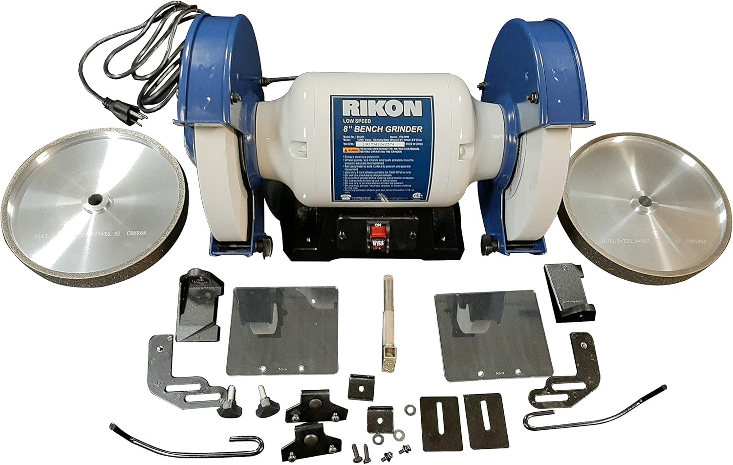 RIKON 8" Low Speed Grinder + Pair of CBN 80 + 180 grit grinding wheels