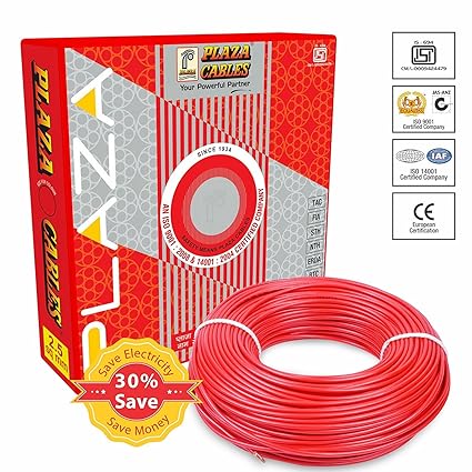 Plaza Wire 2.5 sq.mm CU PVC Insulated Industrial Cable 1100V -90MTR -Red