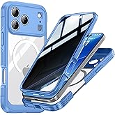 Magnetic Privacy for iPhone 17 Pro Max Case, Privacy Screen Protector, Military Grade Protection, Fit for MagSafe, Silicone Edge Double Sided Tempered Glass Shockproof Anti Peep Full Body Case