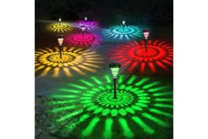 ROOR Solar Pathway Lights 8 Pack, Outdoor Solar Yard Lights, RGB Color Changing+Warm White, IP67 Waterproof for Garden Path Backyard Christmas Lawn Landscape Decorative