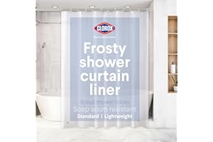 CLOROX Shower Curtain Liner & Hooks, Premium Lightweight Flexible Waterproof 4g PEVA for Bathroom with Weighted Magnets, Standard Size 70" x 72", Frosty 1 Pack