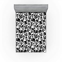 Ambesonne Gothic Fitted Sheet, Grunge Black Human