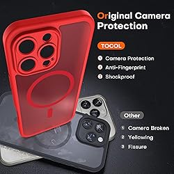 TOCOL Magnetic for 16 Pro Red Case, Upgraded Full