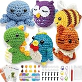 Crochet Kit for Beginners, DIY Craft Starter Kit to Make 6 Cute Amigurumi | Animals with Step‑by‑Step Video Tutorials &amp; Illustrated Guide, Creative Christmas Birthday &amp; Holiday Gift for Women &amp; Girls