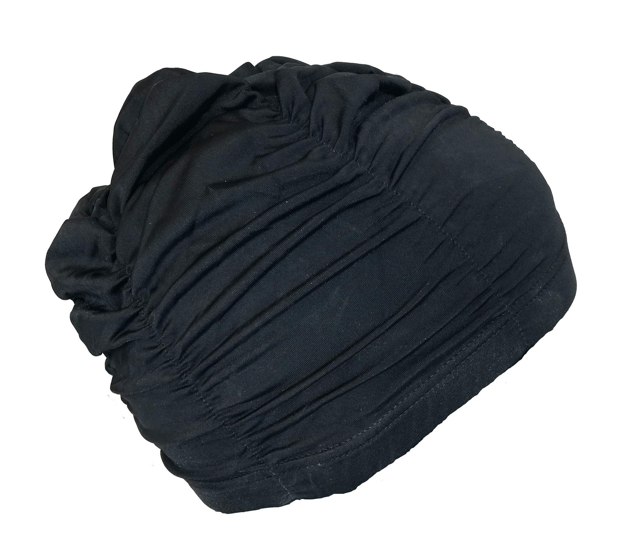 Dolcevita Black Pool Cap | Long Hair Cap | Fabric Swimming Cap | Swim Cap for Women | Great Comfort and Elegance | Made in Italy