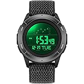 findtime Mens Digital Watch with Nylon Strap Red Sports Wrist Watches for Men Women with Countdown LED Day Date Dual Time Display Alarm Stopwatch