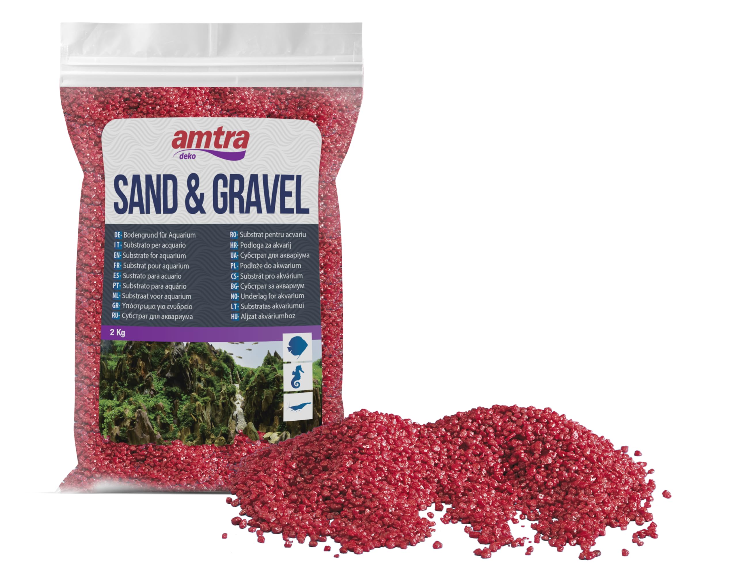 Amtra Croci Ceramic Quartz Aquarium Ornament, 2 kg, Red