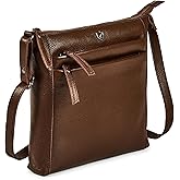 Small Soft Genuine Leather Crossbody Purse Women’s Sling Crossover Shoulder Travel Handbag with Triple Zipper