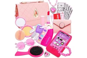 Alloytop Kids Makeup Kit for Girl: Cute Kids' Dress Up & Pretend Play Cosmetics Make up Purse Bag Toy Cell Phone Wallet Accessories Kit Gifts Princess Ages 6 7 8 9 10 11 12 Years Old