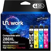 Uniwork Remanufactured Replacement for Epson 288XL Ink Cartridges 4 Pack | Replacement for Epson 288 Ink Cartridges Combo Pack High Yield Use for XP-440 XP-330 XP-340 XP-430 XP-446 XP-434(Latest Chip)