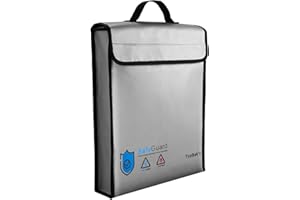TuoBak's Fireproof Waterproof Document Bag with Zipper,Heat Insulated Upgraded Fireproof Document Bag 15.8”x 12.6”×2.5” for Important Document Storage Organizer for Valuables, Legal Documents Safe