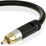 Mediabridge ULTRA Series Subwoofer Cable (15 Feet) - Dual Shielded with Gold Plated RCA to RCA Connectors - Black