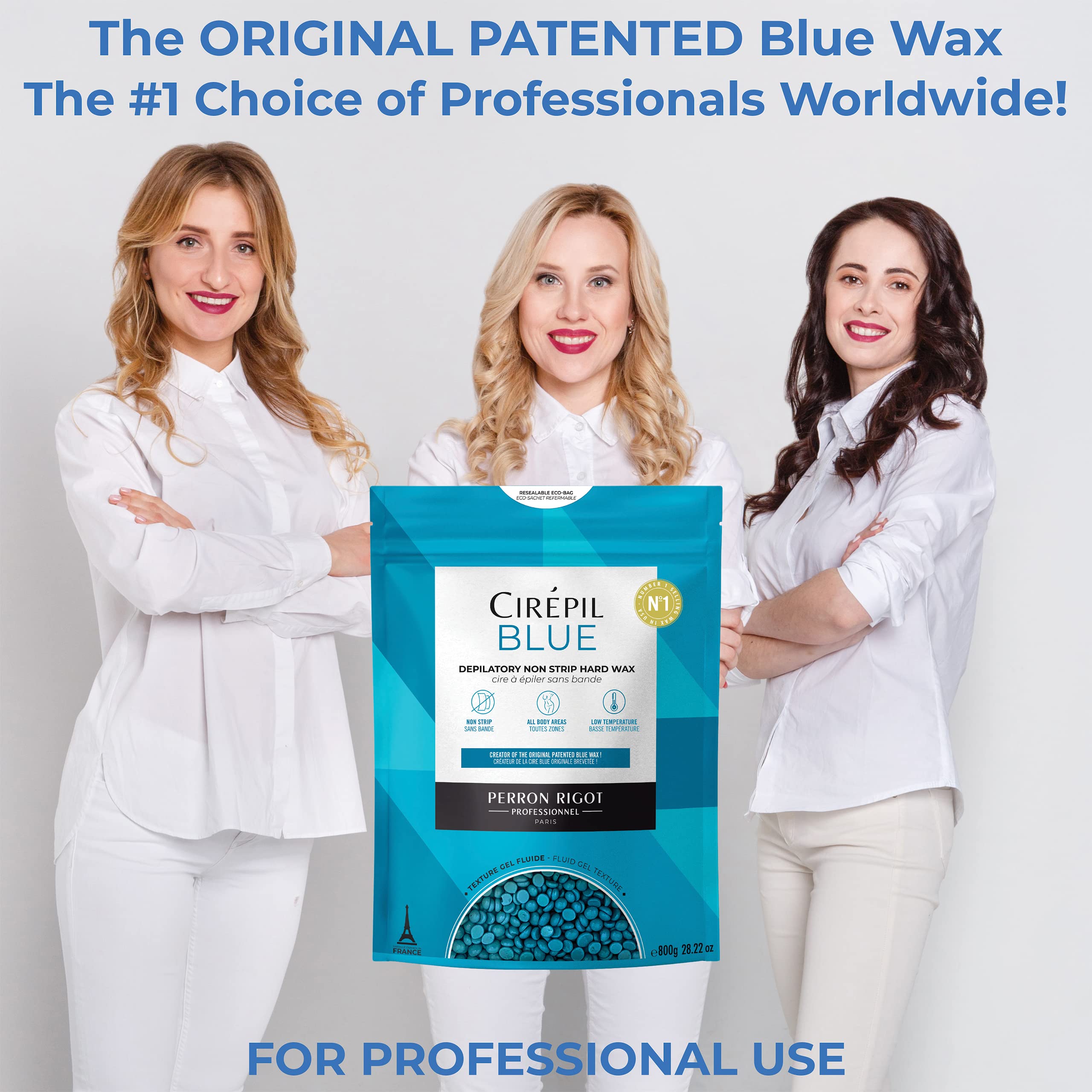 Cirepil - Blue - 800g / 28.22 oz Wax Beads Bag - All-Purpose & Unscented - Perfect for Sensitive Skin - Disposable Blue Wax Refill Bag - Fluid Gel Texture, Easy Removal, Peel-Off Wax - No Strip Needed