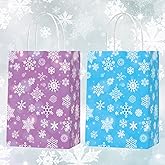 16 Pieces Snowflake Party Favor Bags Frozen Candy Treat Bags for Frozen Party Supplies Birthday Wedding Christmas Decorations