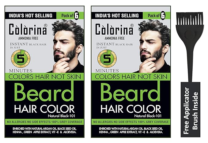 Buy Colorina Men S Beard Color Natural Black 101 10ml X 12