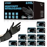 UYKKE HEAVY DUTY 6 Mil Nitrile Black Gloves Disposable Latex Free Rubber Cooking Cleaning Food Prep Tattoo Gloves 1000PCs