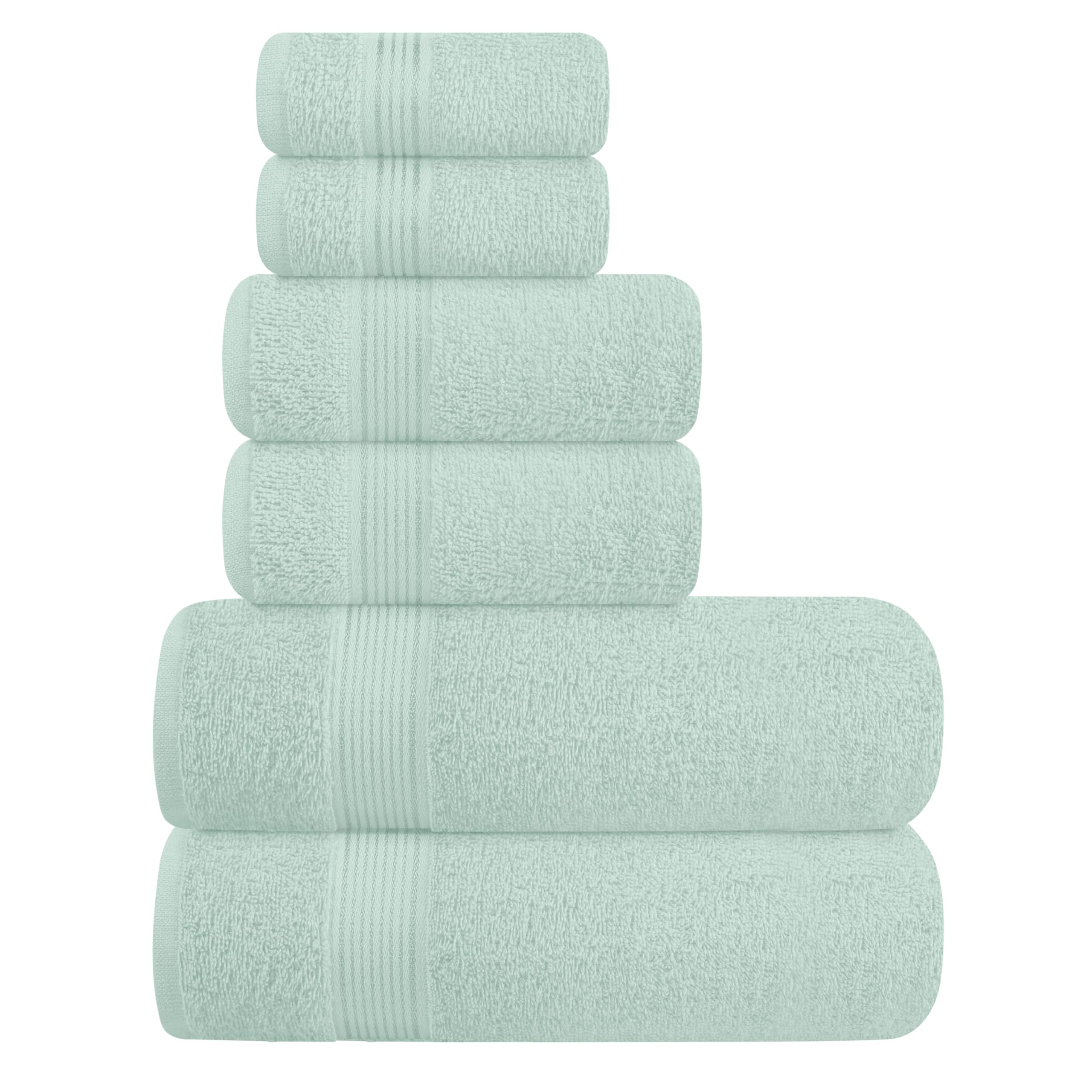 Photo 1 of Belizzi Home Ultra Soft 6 Pack Cotton Towel Set, Contains 2 Bath Towels 28x55 inch, 2 Hand Towels 16x24 inch & 2 Wash Coths 12x12 inch, Ideal Everyday use, Compact & Lightweight - Sea Green