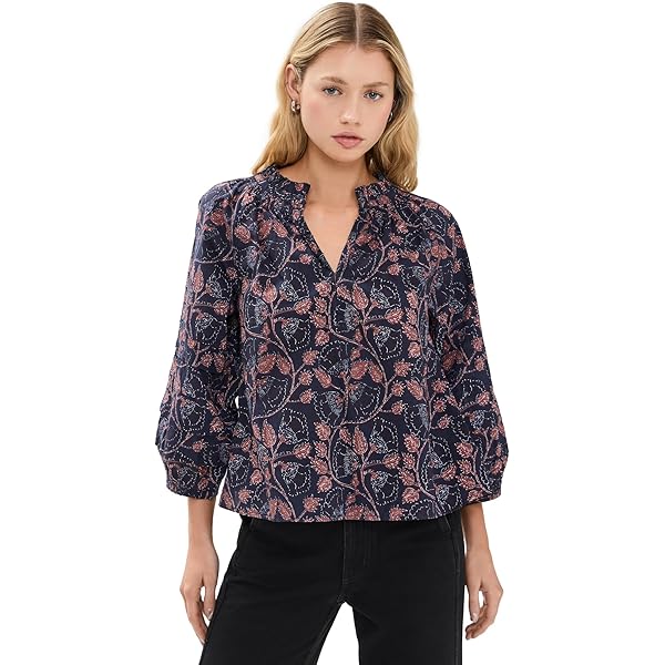 ローパー Roper Poly Crepe Tribal Border Print Blouse レディース シャツ トップス Blue Roper poly crepe tribal border print blouse, Women