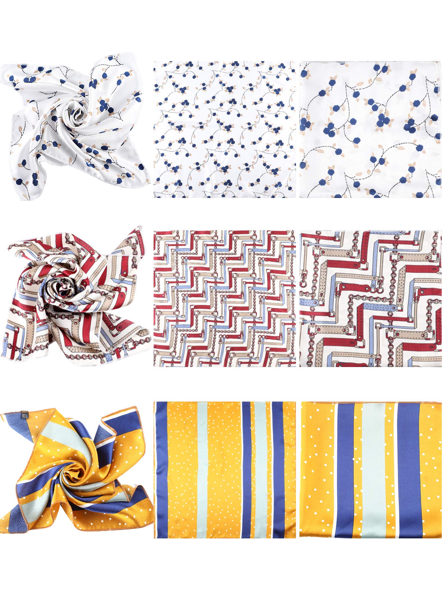 3 Pieces Chiffon Scarf Square Handkerchief Ribbon Scarf Neck Scarf for Lady Girls Women Decoration 3 Pieces Chiffon Scarf Square Handkerchief Ribbon Scarf Neck Scarf for Lady Girls Women Decoration