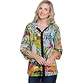 Ali Miles Womens Textured Woven Blouse for Women