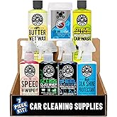 Chemical Guys Starter Car Care & Cleaning Kit, 7-Piece Detailing Car Wash Kit with 6 Premium 16 oz Care Chemicals and Accessories for Washing, Waxing, and Interior Cleaning
