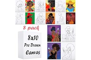 VOCHIC 8 Pack Pre Drawn Canvas for Painting for Adults Sip and Paint Party Supplies Painting Kit 8x10 Stretched Outline Canvas Paint Party Favor for Artist Beginners