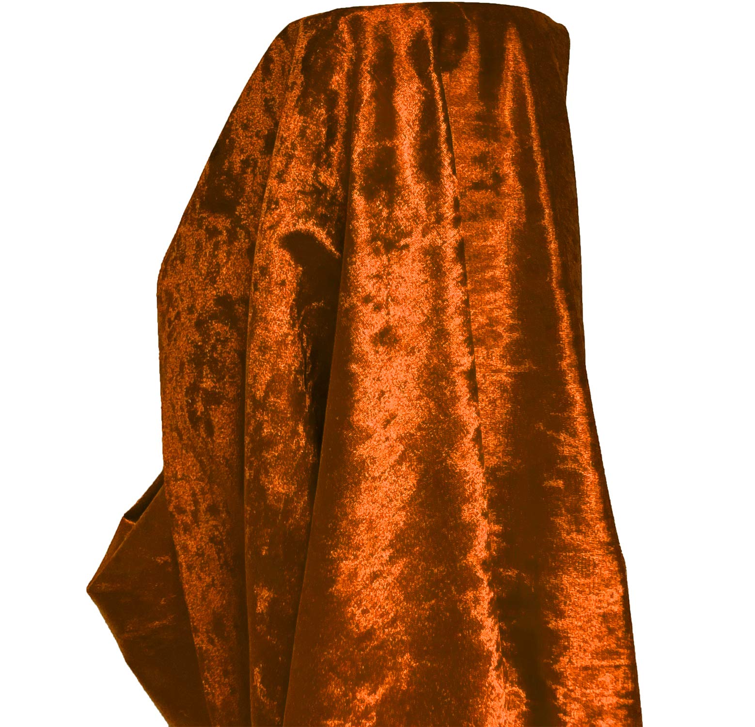 A-Express Premium Glitz Soft Crushed Velvet Fabric Material Curtains Cushion Dressmaking Upholstery 140cm Wide with Backing - 2 Meters 200cm x 140cm Burnt Orange