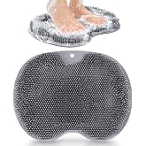 fghuim Silicone Foot &amp; Body Scrubber with Non-Slip Suction Cups for Shower, Hand-Free, Flat Wall Mounted Back Scrubber for Massage &amp; Exfoliating, Grey