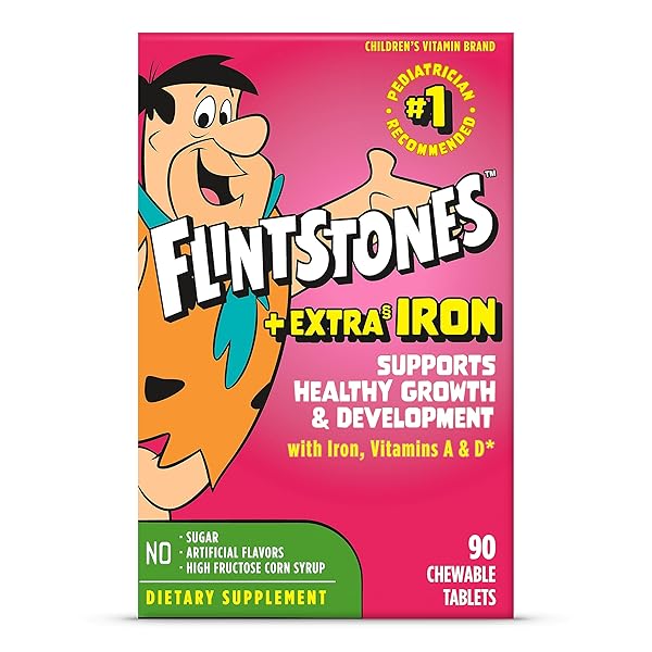 FLINTSTONES CHEWABLE KIDS MULTIVITAMIN WITH VITAMIN C, D, B12 & IRON FOR TODDLERS, 90 COUNT