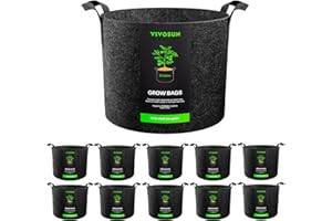VIVOSUN 10-Pack 10 Gallon Grow Bags Heavy Duty 300G Thickened Nonwoven Plant Fabric Pots with Handles