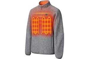 ORORO [Upgraded] Men's 4-Zone Fleece Heated Jacket with Heated Collar, Heating Fleece Jacket with Battery
