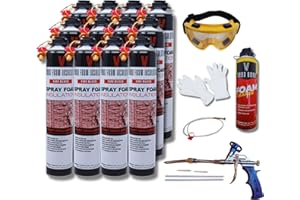 Vega Foam Fire Block Spray Foam Insulation Kit. Closed Cell Thermal and Sound Insulation. 12 Cans with Gun and Cleaner. Cover