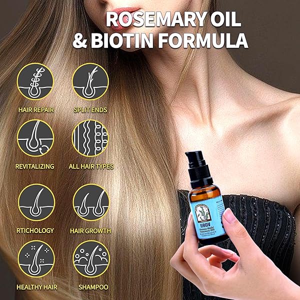 UBOV ROSEMARY OIL FOR HAIR, HAIR GROWTH OIL ORGANIC ROSEMARY ESSENTIAL OIL FOR HAIR – ORGANIC HAIR OIL FOR DRY SCALP TREATMENT AND ENHANCED VOLUME AND SHINE(1OZ,30ML)