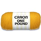 Caron 29401010549 One Pound Solids Yarn, 16oz, Gauge 4 Medium, 100% Acrylic - Sunflower- For Crochet, Knitting &amp; Crafting ( 1 Piece )