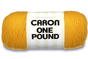 Caron 29401010549 One Pound Solids Yarn, 16oz, Gauge 4 Medium, 100% Acrylic - Sunflower- For Crochet, Knitting & Crafting ( 1 Piece )