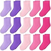 GENTABY Toddlers Kids Crew Socks 15 Pairs Boys Girls Socks Casual Athletic Dress Socks for Kids 1-14 Years